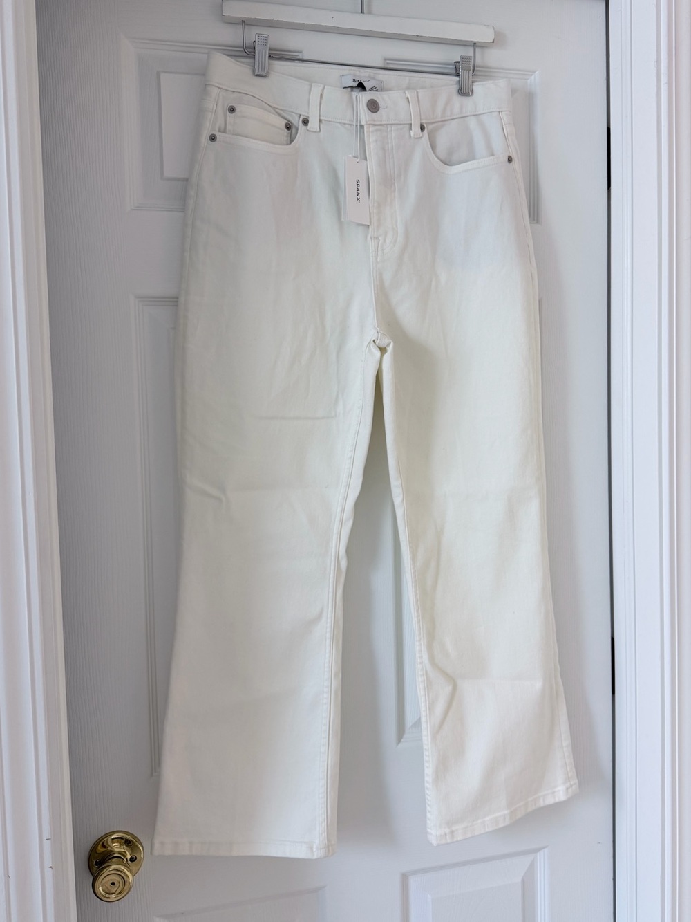 Spanx White Denim Jeans NWT Size 14 Kick Flare Style